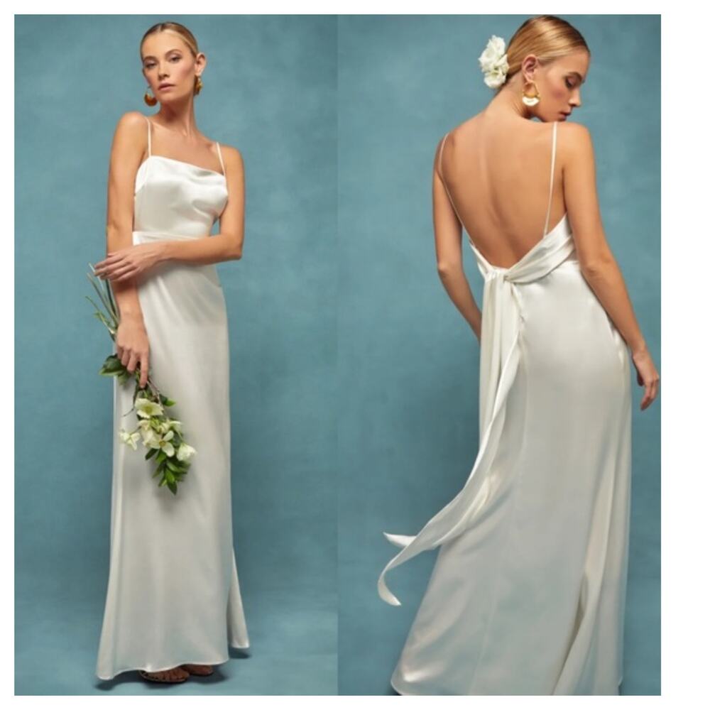 Reformation Sauvignon Silk Dress in Ivory Size 10